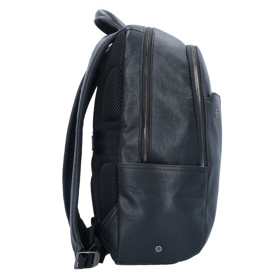Piquadro Zaino nero quadrato in pelle 39 cm Scomparto per laptop