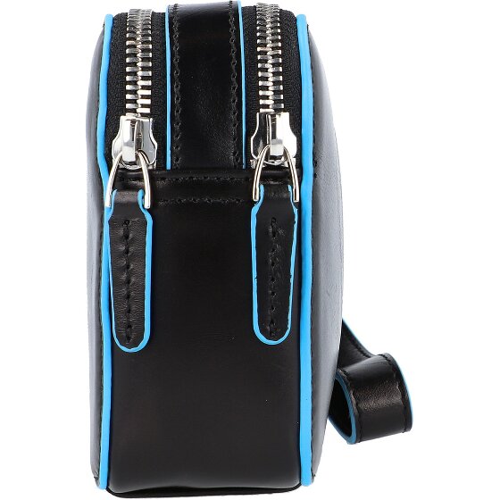 Piquadro Borsa da polso quadrata in pelle blu da 21 cm