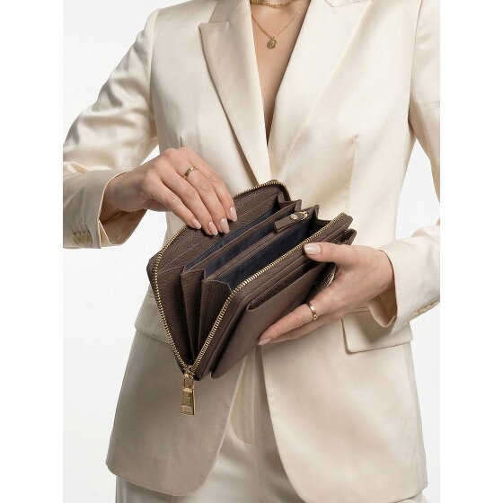 Lazarotti Portafoglio con chiusura a zip in pelle di Bologna, custodia per cellulare, 19 cm