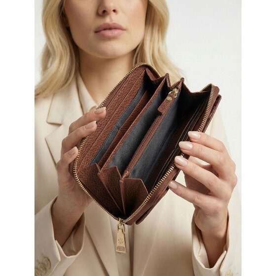 Lazarotti Portafoglio con chiusura a zip in pelle di Bologna, custodia per cellulare, 19 cm