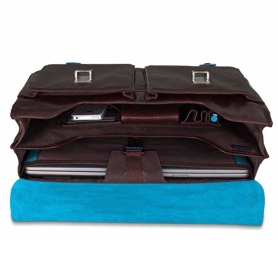 Piquadro Cartella quadrata blu in pelle 43 cm Scomparto per laptop