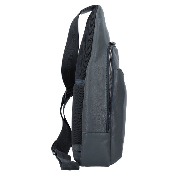 Piquadro Borsa a tracolla quadrata nera in pelle 20 cm