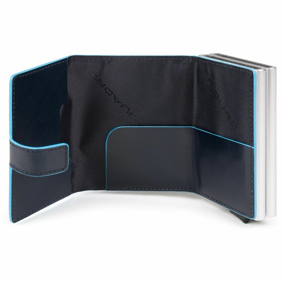 Piquadro Portacarte di credito quadrato blu RFID in pelle 7 cm