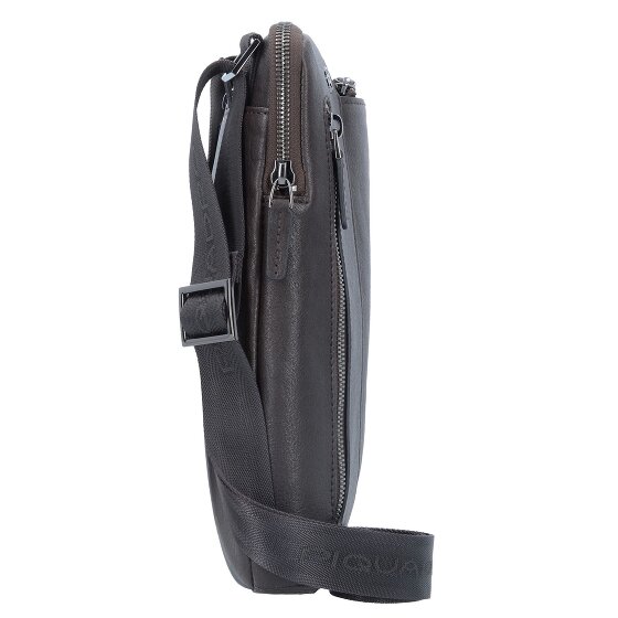 Piquadro Borsa a tracolla quadrata nera in pelle 24 cm