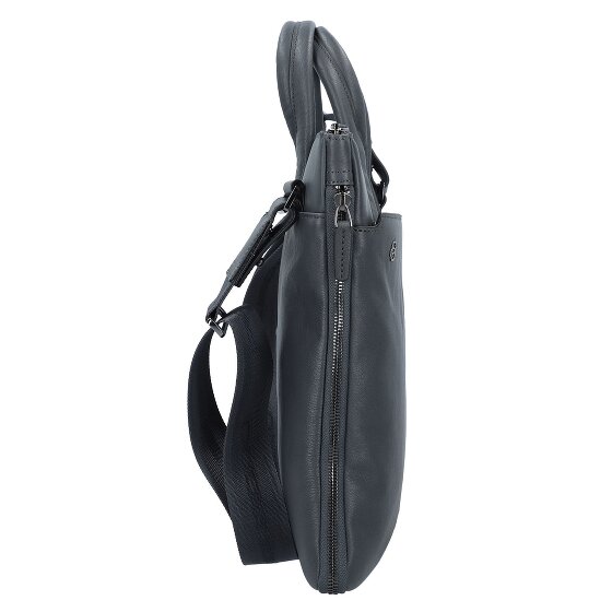 Piquadro Cartella quadrata nera in pelle 42 cm Scomparto per laptop