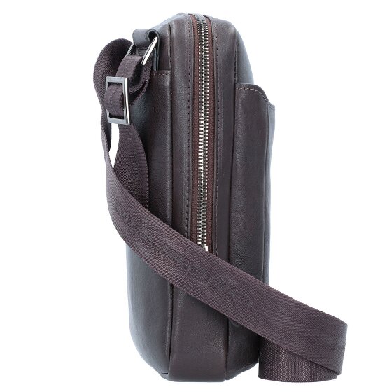 Piquadro Borsa a tracolla quadrata nera in pelle 17 cm