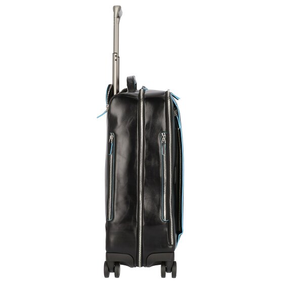 Piquadro Trolley blu quadrato a 4 ruote in pelle 55 cm con scomparto per laptop