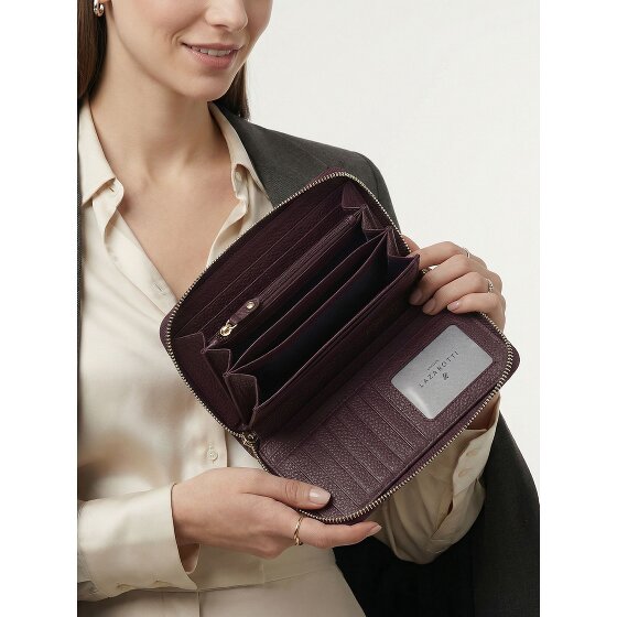 Lazarotti Portafoglio Bologna in pelle XL con doppia chiusura a zip, protezione RFID, 20 cm