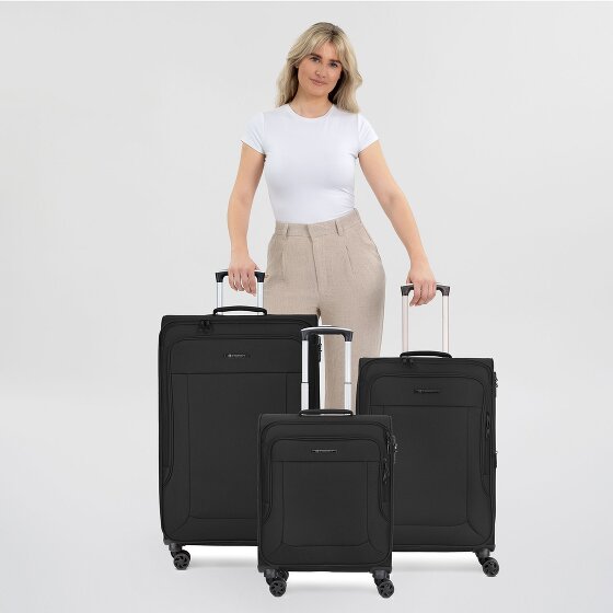 Franky Melbourne 3.0 Set di valigie a 4 ruote, 3 pezzi, con piega elastica