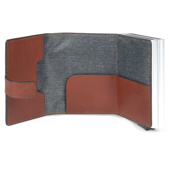 Piquadro Portacarte di credito quadrato blu RFID in pelle 7 cm