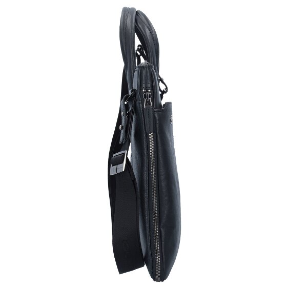 Piquadro Cartella quadrata nera in pelle 42 cm Scomparto per laptop