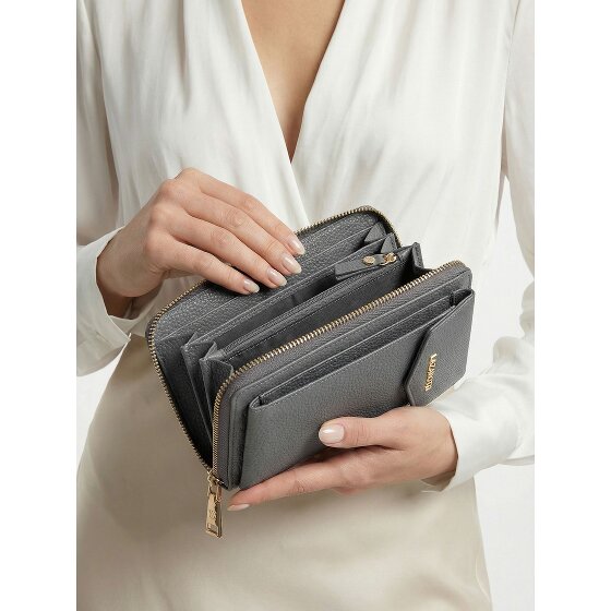 Lazarotti Portafoglio con chiusura a zip in pelle di Bologna, custodia per cellulare, 19 cm