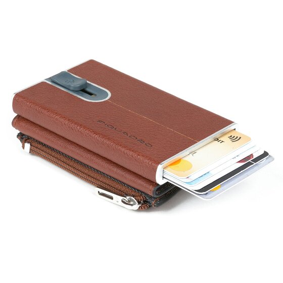 Piquadro Portacarte di credito quadrato nero in pelle 6 cm