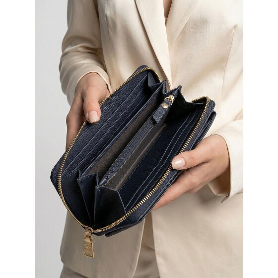 Lazarotti Portafoglio con chiusura a zip in pelle di Bologna, custodia per cellulare, 19 cm