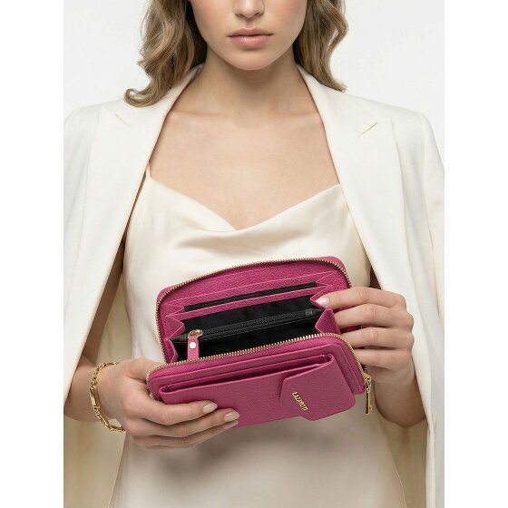 Lazarotti Portafoglio con chiusura a zip in pelle di Bologna, custodia per cellulare, 19 cm