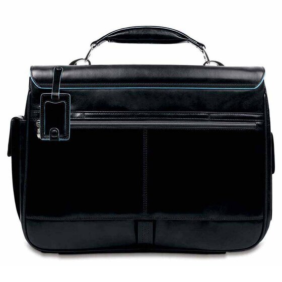 Piquadro Cartella quadrata blu in pelle 43 cm Scomparto per laptop