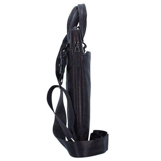 Piquadro Cartella quadrata nera in pelle 42 cm Scomparto per laptop