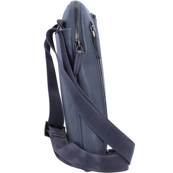 Piquadro Borsa a tracolla quadrata nera in pelle 24 cm