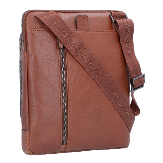 Piquadro Borsa a tracolla quadrata nera in pelle 24 cm