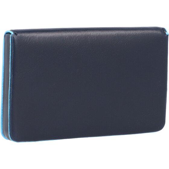 Piquadro Porta biglietti da visita quadrato blu in pelle 10 cm