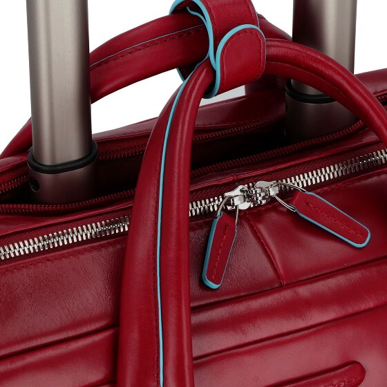 Piquadro Trolley business blu quadrato a 2 ruote in pelle con scomparto per laptop da 36 cm