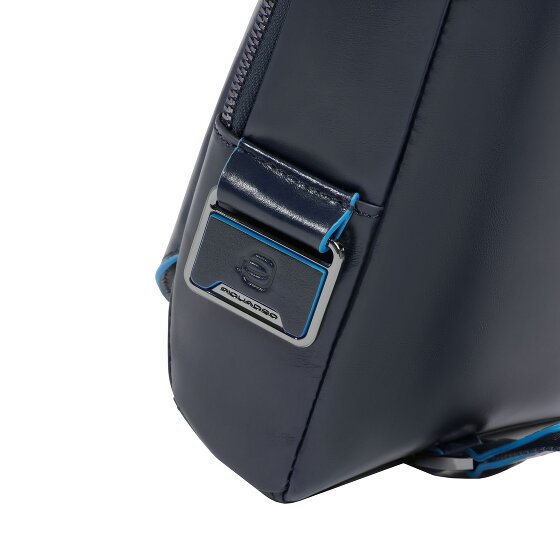 Piquadro Borsa a tracolla quadrata blu in pelle 28 cm