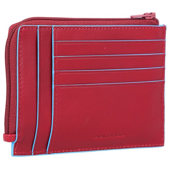 Piquadro Custodia quadrata blu per carte di credito RFID in pelle 12 cm