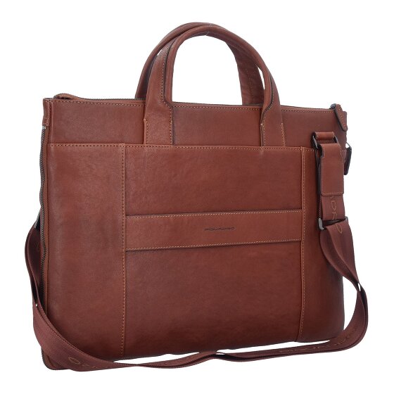 Piquadro Cartella quadrata nera in pelle 42 cm Scomparto per laptop