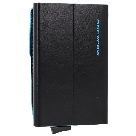Piquadro Portacarte di credito quadrato blu in pelle 6 cm