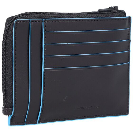 Piquadro Custodia quadrata blu per carte di credito RFID in pelle 12 cm