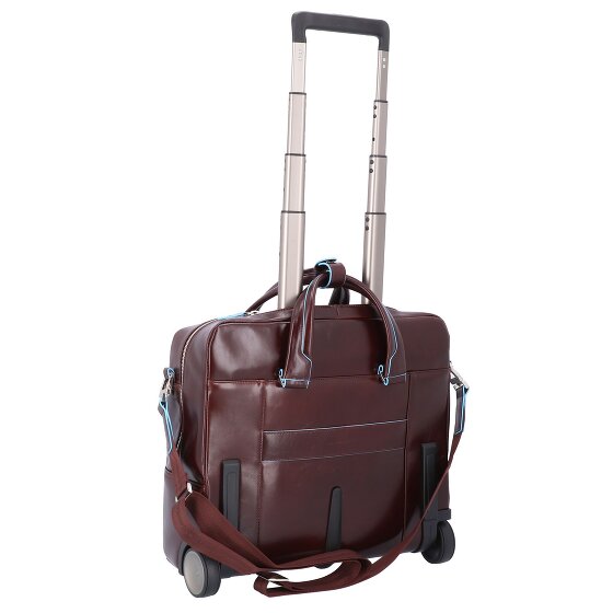Piquadro Trolley business blu quadrato a 2 ruote in pelle con scomparto per laptop da 36 cm