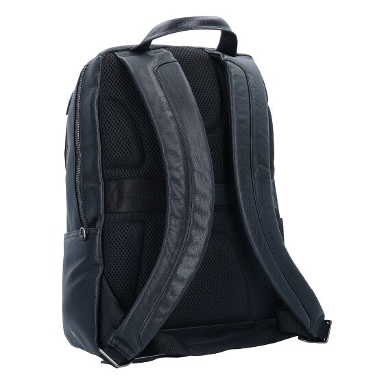 Piquadro Zaino nero quadrato in pelle 39 cm Scomparto per laptop