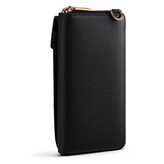 Lazarotti Portafoglio con chiusura a zip in pelle di Bologna, custodia per cellulare, 19 cm