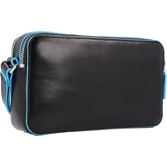 Piquadro Borsa da polso quadrata in pelle blu da 21 cm