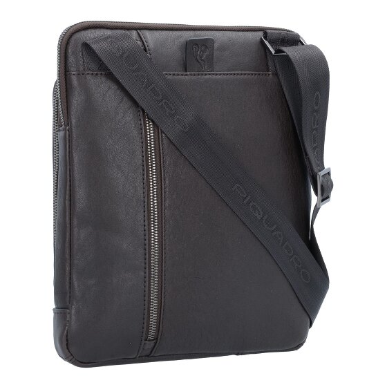 Piquadro Borsa a tracolla quadrata nera in pelle 24 cm