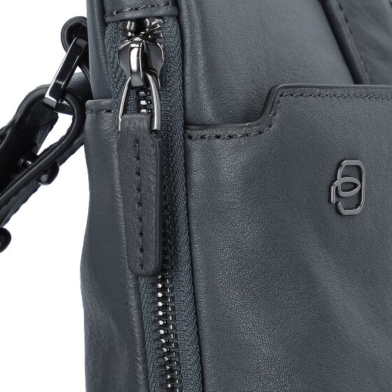 Piquadro Cartella quadrata nera in pelle 42 cm Scomparto per laptop