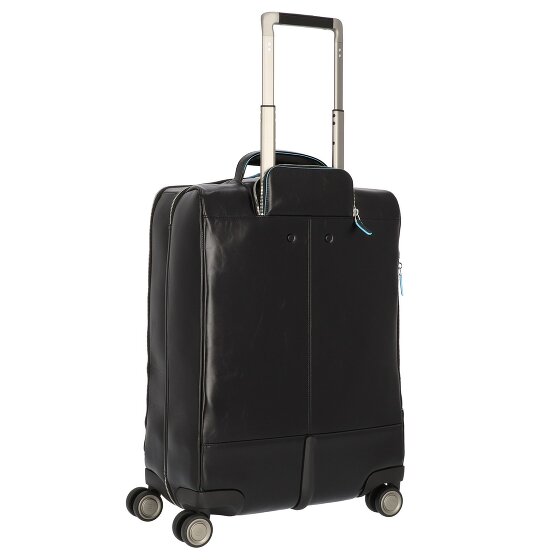 Piquadro Trolley blu quadrato a 4 ruote in pelle 55 cm con scomparto per laptop