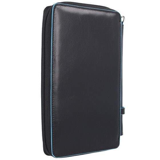 Piquadro Custodia per passaporto da viaggio quadrata blu in pelle 14 cm