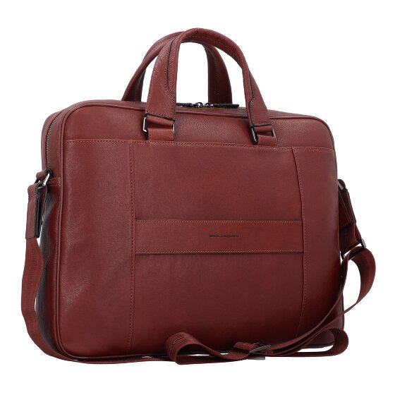 Piquadro Cartella quadrata nera in pelle 40 cm Scomparto per laptop