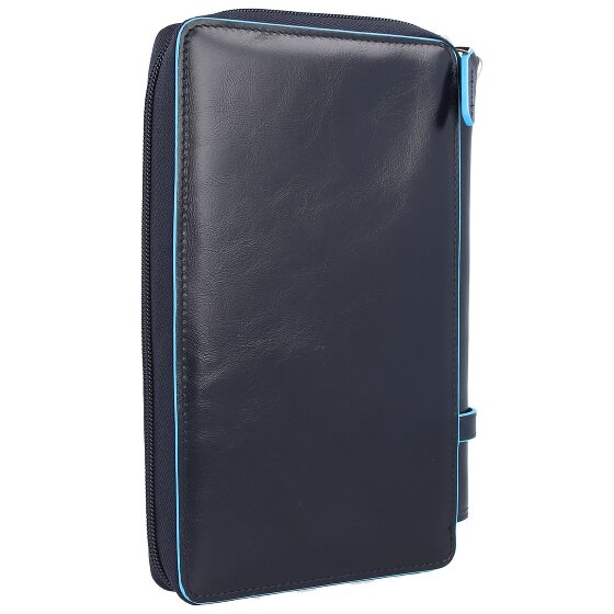 Piquadro Custodia per passaporto da viaggio quadrata blu in pelle 14 cm