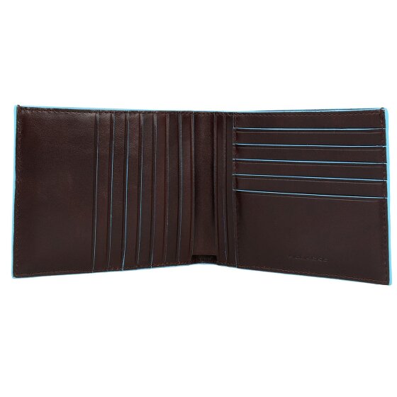 Piquadro Portacarte di credito quadrato blu in pelle 12,5 cm