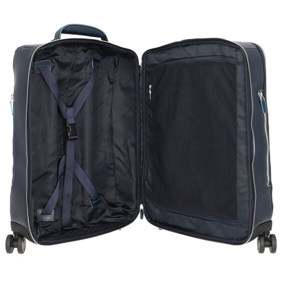 Piquadro Trolley blu quadrato a 4 ruote in pelle 55 cm con scomparto per laptop Piquadro Trolley blu quadrato a 4 ruote in pelle 55 cm con scomparto per laptop