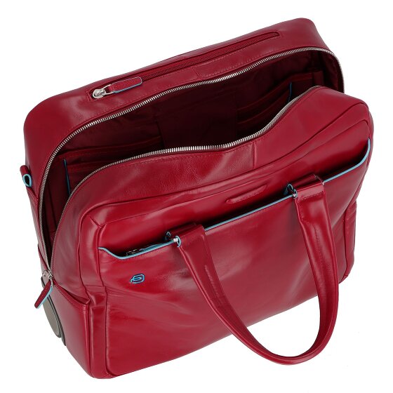 Piquadro Trolley business blu quadrato a 2 ruote in pelle con scomparto per laptop da 36 cm