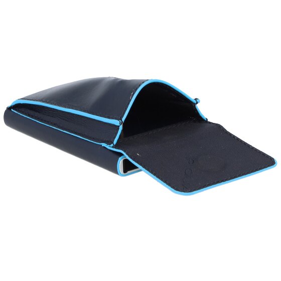 Piquadro Portacarte di credito quadrato blu in pelle 6 cm