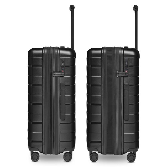 Bergpfeil Set di valigie da viaggio a 4 ruote, 3 pezzi, con ripiegamento elastico