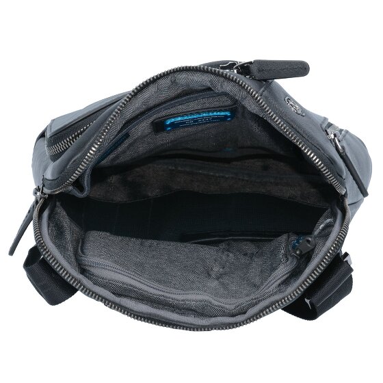 Piquadro Borsa a tracolla quadrata nera in pelle 23 cm