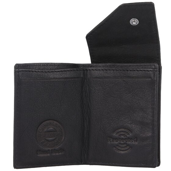 Greenland Nature Portafoglio in nappa nera RFID in pelle 7 cm