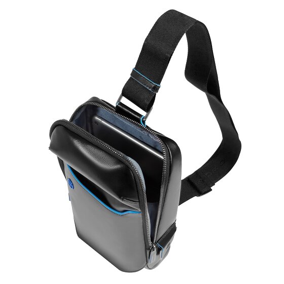 Piquadro Borsa a tracolla quadrata blu in pelle 28 cm