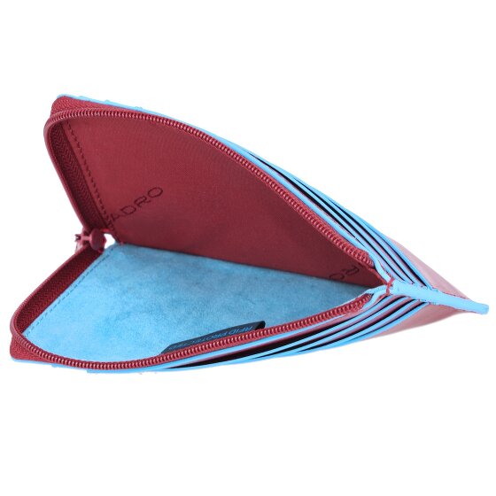 Piquadro Custodia quadrata blu per carte di credito RFID in pelle 12 cm