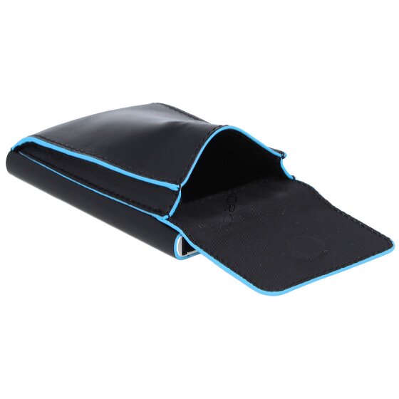 Piquadro Portacarte di credito quadrato blu in pelle 6 cm